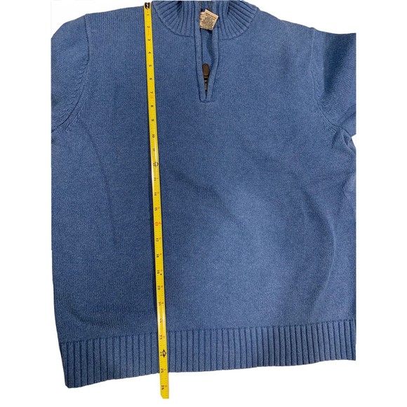 L.L. LL Bean Sweater Blue 1/4 Zip Mock Neck Cotton Pullover Men's Medium M‎ - Picture 7 of 7
